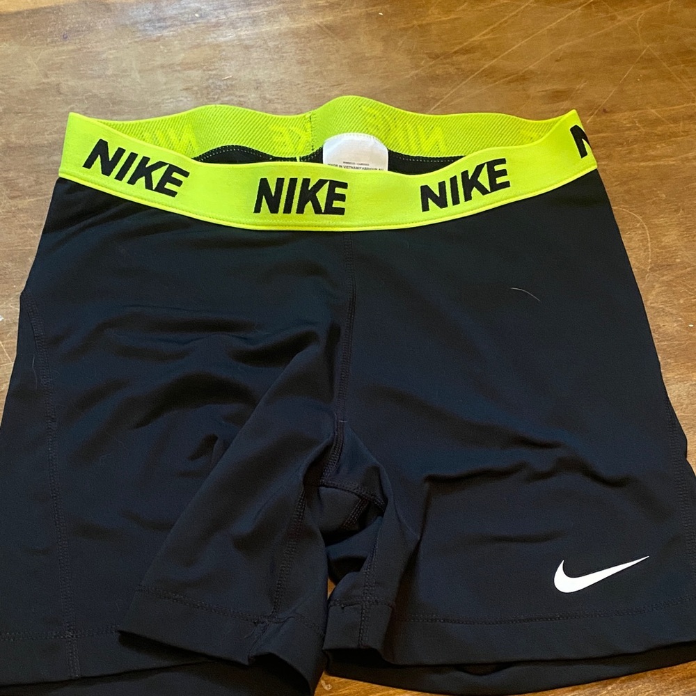 Nike Black Shorts with Neon Yellow Waistband